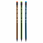 Олівець чорнографітний YES Neon Stripes трикутний з гумкою