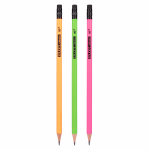 Олівець чорнографітний YES Erudite Neon трикутний з гумкою