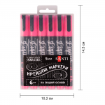 Крейдяний маркер SANTI, неоновий рожевий, 5 мм, 6 шт в коробці