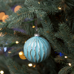Новорічна куля Novogod'ko, скло, 8 см, світло-блакитна, матова, орнамент