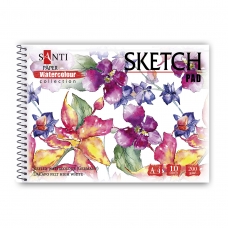 Альбом для акварелі SANTI "Flowers", А4, "Paper Watercolour Collection", 10 арк, 200г/м2