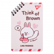 Блокнот YES 95х145 мм, 60 арк., подв. cпіраль Line Friends Think of Brown