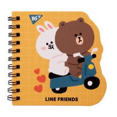 Блокнот Yes 100x100 30 аркушів подв спіраль Line Friends yellow крапки