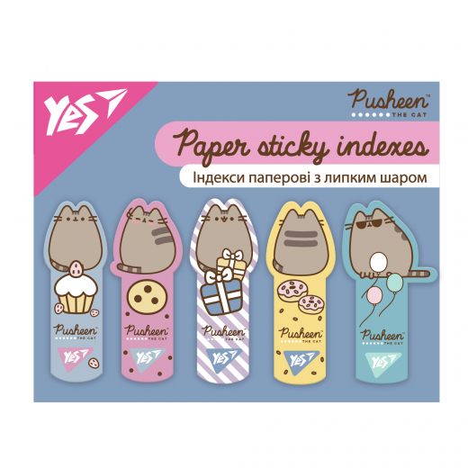 Індекси паперові Yes Pusheen 55*22мм 100 шт (5x20)