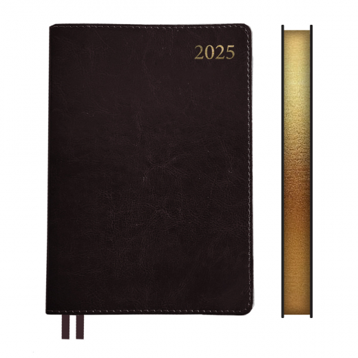 Щоденник А6 Leo Planner датований 2025 Aldento темно коричневый 352 стор