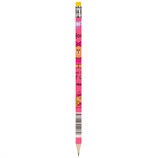 Олівець чорнографітний Yes Line Friends трикутний з гумкою