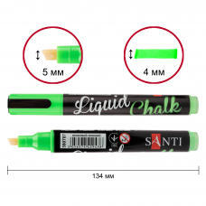 Крейдяний маркер SANTI, неоновий зелений, 5 мм, 6 шт в коробці