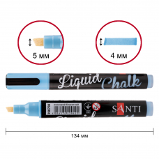 Крейдяний маркер SANTI, неоновий блакитний, 5 мм, 6 шт в коробці