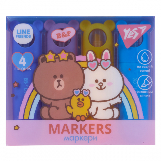 Маркер текстовий Yes Line Friends набір 4 шт