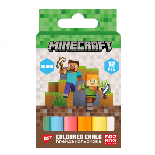 Крейда кольорова Yes Minecraft 12 штук кругла