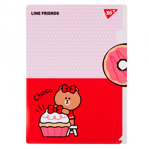 Папка-куток YES A4 з клапаном Line Friends. Choco