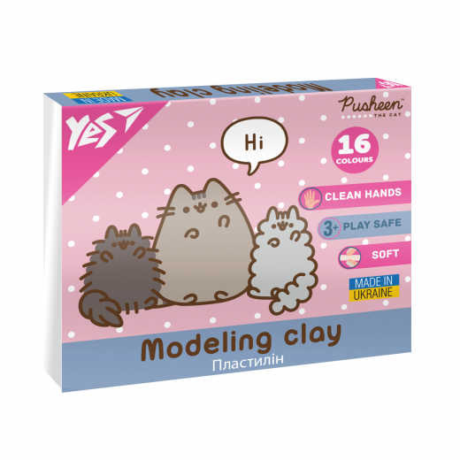 Пластилін Yes Pusheen 16 кольорів 320 г