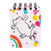 Блокнот YES А7/100 лин. дв. спир. "Sketch animal. Happy cat", пласт. карман
