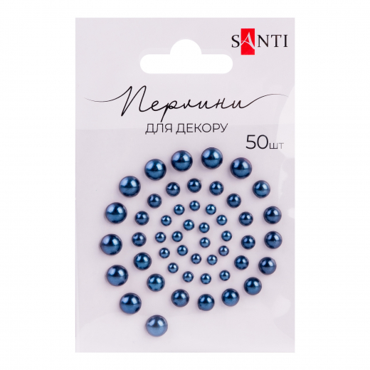Перлини SANTI самоклеючі сині, 50 шт