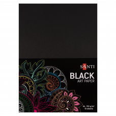 Папір Santi для малювання чорний, 10 арк., 150 г/м2, А4.