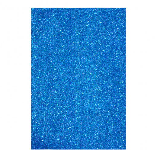Фоаміран ЕВА яскраво-синій "з гліттером, з клейовим шаром, 200*300 мм, товщина 1,7 мм, 10