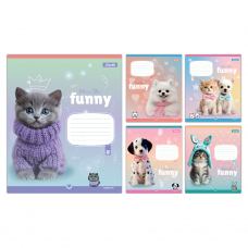 Зошит учнівський шкільний 1 Вересня Funny Pets А5 12 аркушів коса лінія