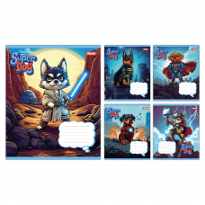 Зошит учнівський шкільний 1 Вересня Super Dog А5 12 аркушів коса лінія