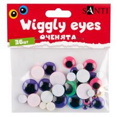 Оченята SANTI самоклеючі кольорові асорті 36 шт
