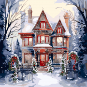 Картина за номерами SANTI  Будинок у зимовому лісі 40х40