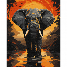 Картина за номерами SANTI Слон  з металізованими фарбами 40х50