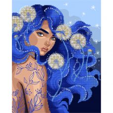 Картина за номерами з алмазною мозаїкою SANTI Дівчина с блакитним волоссям, 40*50 см.