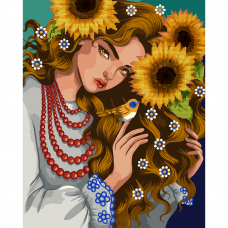 Картина за номерами з алмазною мозаїкою SANTI Дівчина у соняшниках, 40*50 см.