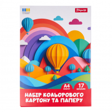 Набір кольорового картону та паперу 1Вересня Classic 17 аркушів А4 папка