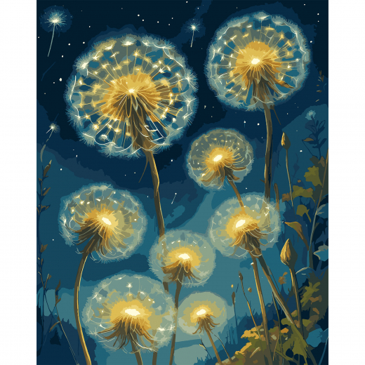Картина за номерами SANTI Сяючі кульбаби, 40*50см, LED підсвітка