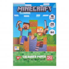 Папір кольоровий односторонній Yes Minecraft 20 аркушів А4 скоба