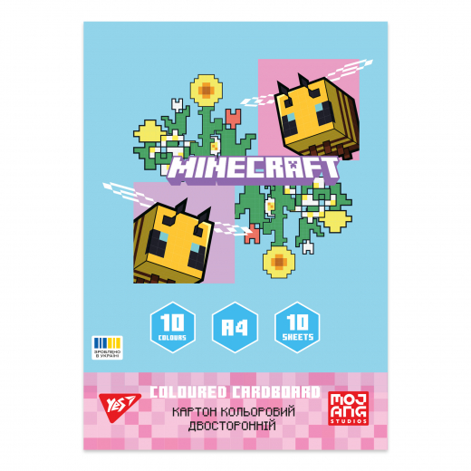 Картон кольоровий двосторонній Yes Minecraft Spring 10 аркушів А4 папка