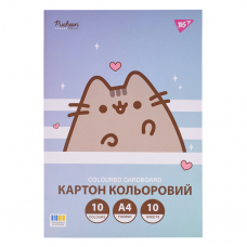 Картон кольоровий односторонній Yes Pusheen 10 аркушів А4 папка