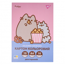 Картон кольоровий двосторонній Yes Pusheen 10 аркушів А4 папка