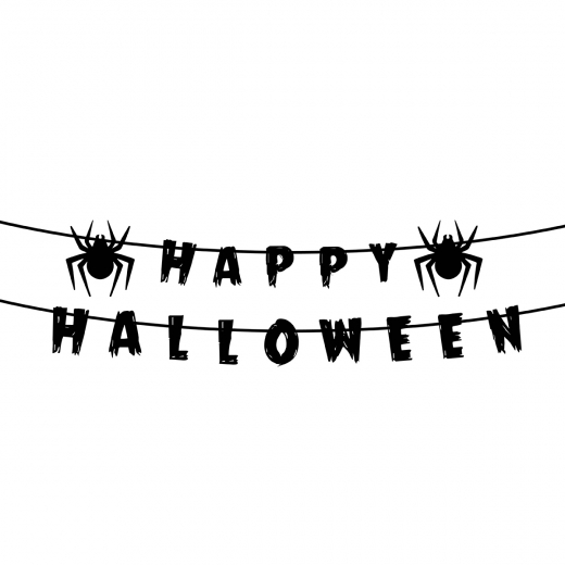 Гірлянда-розтяжка пап. Yes! Fun Хелловін "Happy Halloween", 16 елементів, 3м, чорна