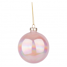 Новорічна куля Novogod'ko, скло, 8 см, світло-рожева, глянець, мармур