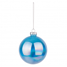 Новорічна куля Novogod'ko, скло, 8 см, блакитна, глянець, мармур
