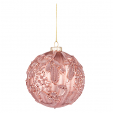 Новорічна куля Novogod'ko, скло, 10 см, св.рожева, матова, орнамент
