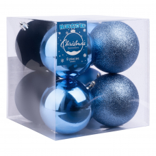 Набір новорічних куль Novogod'ko, пластик, 8см, 8 шт/уп, блакитний