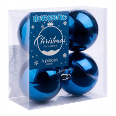 Набір новорічних куль Novogod'ko, пластик, 8см, 4 шт/уп, синій глянець