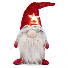 Новорічна м'яка іграшка Novogod'ko Гном в червоному, 37см, LED зірка