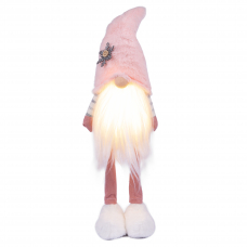 Новорічна м'яка іграшка Novogod'ko Гном в рожевому колпаку, 46см, LED тіло