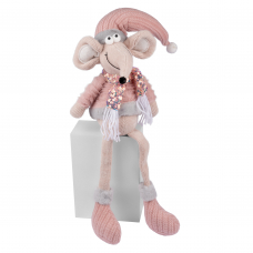 Новорічна м'яка іграшка Novogod'ko Мишеня Хлопчик в рожевому, 69см, сидить
