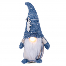 Новорічна м'яка іграшка Novogod'ko Гном в блакитному колпаку, 31см, LED ніс