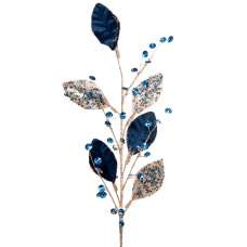 Гілка декоративна Yes!Fun Листя з кристалами, блакитна, 78 см