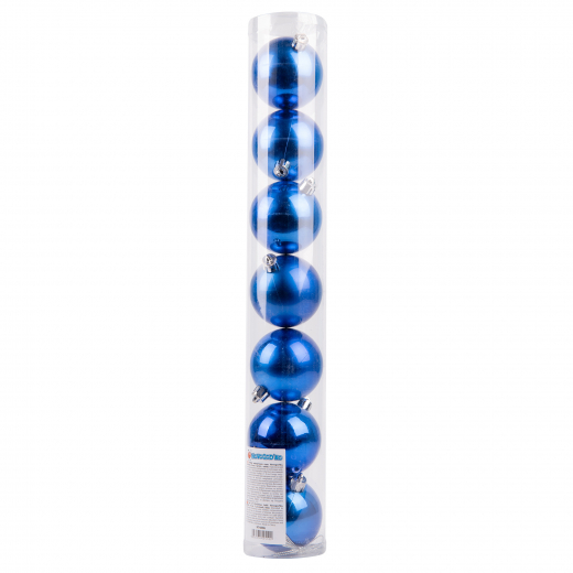 Набір новорічних куль Novogod'ko, пластик, 6 cм, 7 шт/уп,  синій