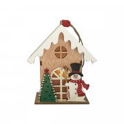 Фігурка новорічна Yes! Fun Будиночок зі сніговиком 9 x 11 см дерево LED